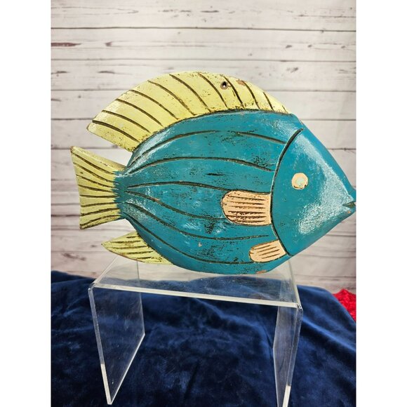 Wooden Handmade Fish Sculpture Home Decor Nautical‎ Beach Art Piece Rustic - Picture 12 of 12